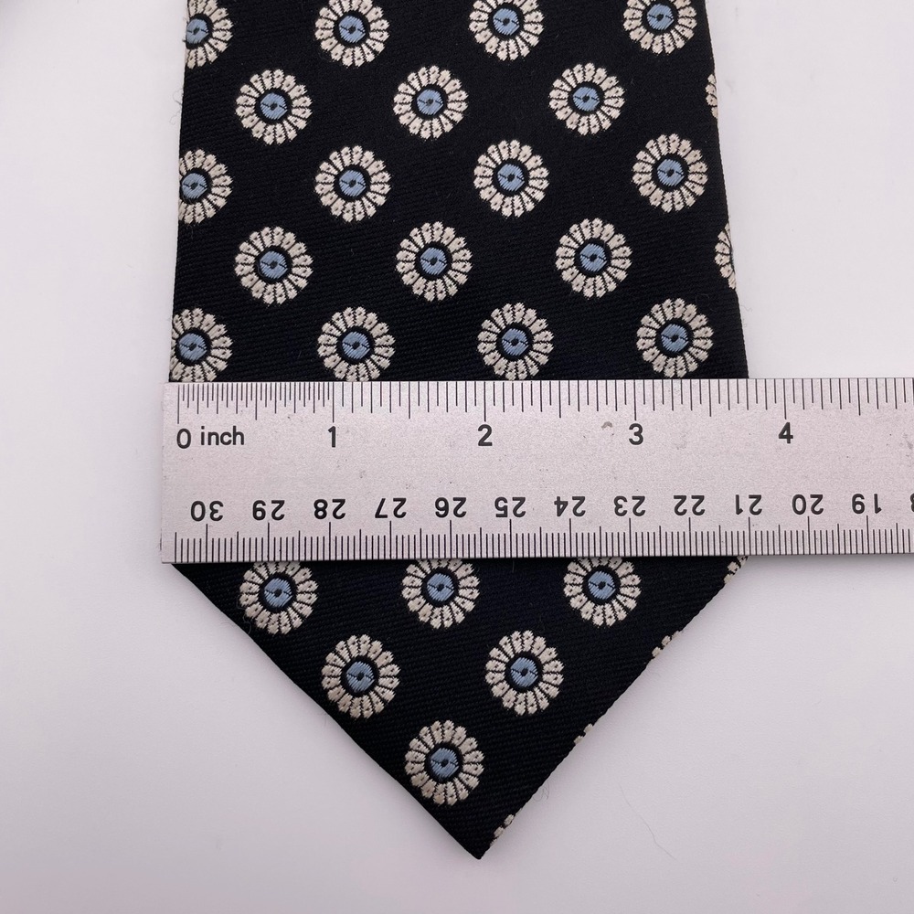 Cancia Polyester Men's Necktie Black Floral Pattern - Picture 4 of 4